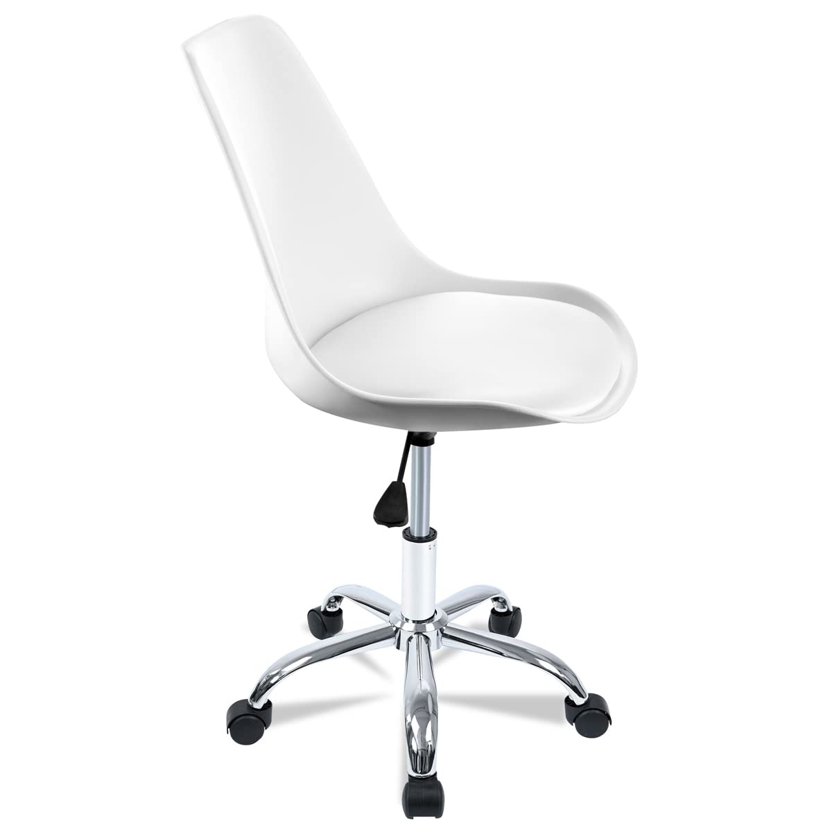 T-LOVENDO.ES Silla de Escritorio u Oficina sin reposabrazos con diseño Moderno y ergonómico | Asiento Acolchado | Altura Regulable (Blanco)