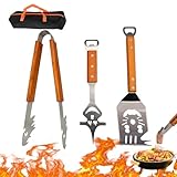 Manici in Legno Comodi da Impugnare: I manici in legno offrono una presa ergonomica e confortevole, rendendo l’uso degli accessori barbecue più pratico durante la cottura. La lunghezza degli utensili aiuta a gestire meglio gli alimenti sulla griglia e a mantenere le mani a una distanza più comoda dal calore.