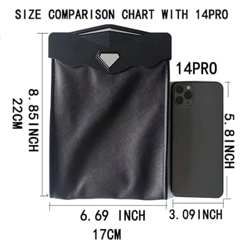 Smart LED Car Trash Can Waterproof Garbage Bag Passenger Side Artificial Leather Storage Pocket Leak Proof Reusable Traveling Portable Offices Toilet Garbage Cans Back Seat Hanging (Black-1pack)