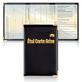 jiawaggag Pochette Carte Grise Forme 3 Volets Étui Carte Grise Carte Grise Porte Document 13,5X 27cm pour Pochette Permis De Conduire La Assurance Carte d'Identité (1)