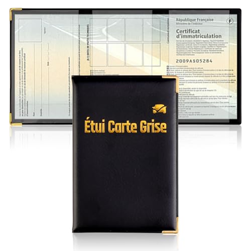 jiawaggag Pochette Carte Grise Forme 3 Volets Étui Carte Grise Carte Grise Porte Document 13,5X 27cm pour Pochette Permis De Conduire La Assurance Carte...