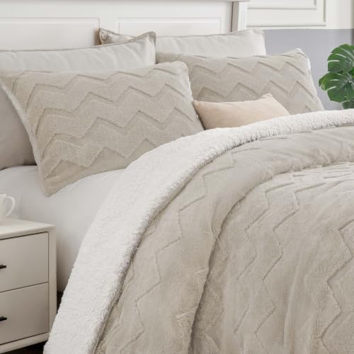 Image of BEDELITE Fluffy Sherpa Twin Comforter Set,Taupe
