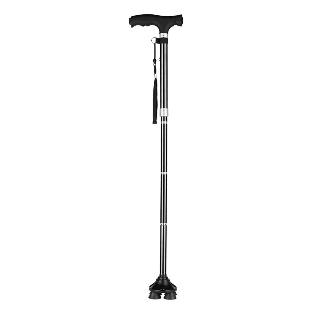 Bastón Plegable en Negro - Portátil - Totalmente Ajustable - Ligero - Bastón de Aluminio Bastón de Senderismo con luz LED - Pie sin Deslizamiento, muletas Times