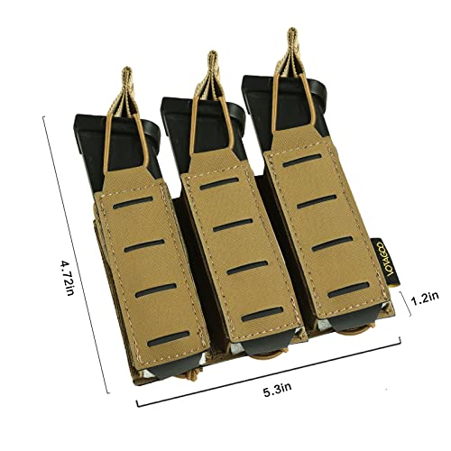 Votagoo Pistol Molle Mag Pouch Single Double Triple 9Mm Tactical Magazine Holder For 40 Calibers Glock 1911 Dd21 (Triple-Coyote Brown) #TOP3