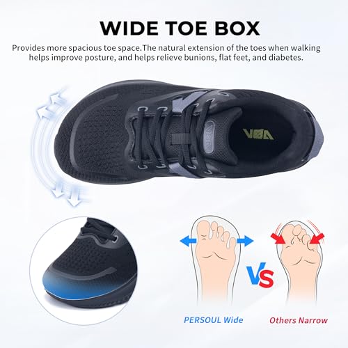 Image of PERSOUL Wide Toe Box Walking Shoes Women Arch Support Tennis Orthotic Sneakers for Plantar Fasciitis Flat Feet Pain Relief US Size 6-11
