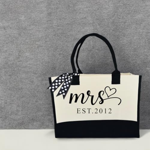 Bolso tote personalizado para novia Mrs. EST 2025 miniatura 3