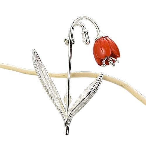 925 Sterling Silber Schmuck Naturkristall Maiglöckchen Broschen für Frauen Bijoux