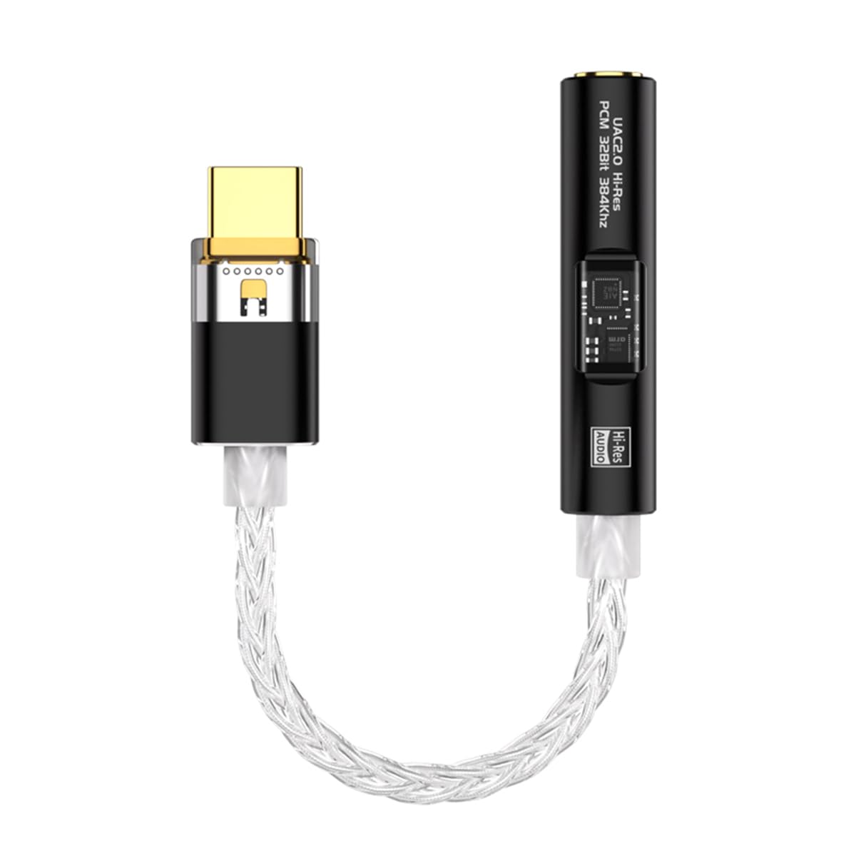 eppfun USB DAC Amplificatore per Cuffie, 32bit/384kHz Adattatore da USB-C a 3,5 mm Compatibile con iphone 16/15 iPad Smartphones PC/Laptops/Player