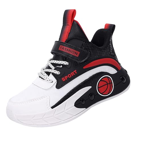 Childrens Boys Basketball Sneakers High Top Non Slip Padded Lace Sport Shoes Kids Flat Strap Breathable Sneakers