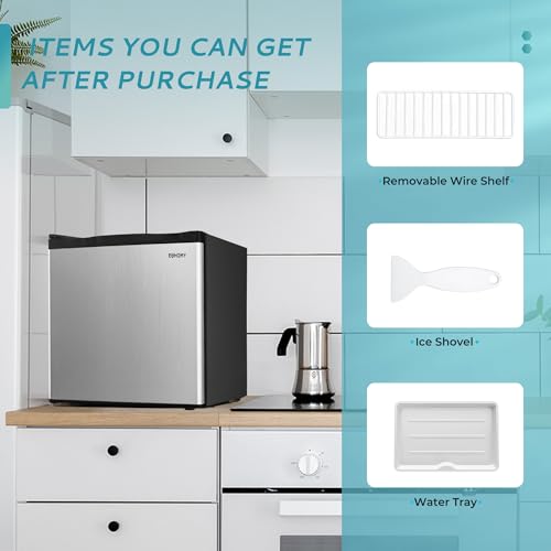 Image of EUHOMY 1.7 Cu.Ft Mini Fridge, Reversible Single Door Compact Refrigerator, Energy Saving, Adjustable Thermostat, Mini Fridge for Bedroom, Office, Dorm, Silver