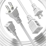 2Pack 15FT White Slim Extension Cord,2 Prong Polarized,125V 5A 625W Thin Male to Female Power Cable, Indoor Cord for Holiday Decor Lights Lamps Cameras Small Low-Wattage Electronics