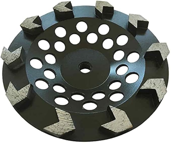 7" High Performance Diamond Grinding Wheels for Concrete, Paint, Epoxy, Mastic, Coating Removal, 30/40 Grit, 10 Arrow Segments, 5/8"-11 Arbor