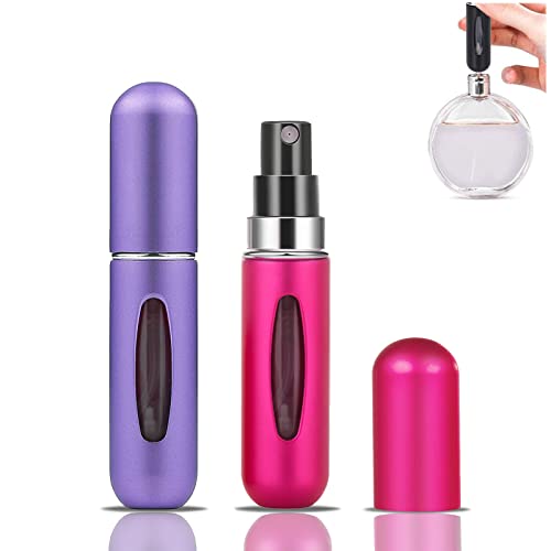 WAEKIYTL Mini Refillable Perfume Atomizer Bottle, Portable Perfume Spray Bottle Atomizer Perfume Bottles 5ml Travel Size Refill Pump Case (2pcs)