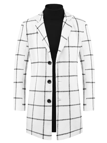 Lars Amadeus Plaid Coat for Men's Color Block Single Breasted Winter Checked Overcoat