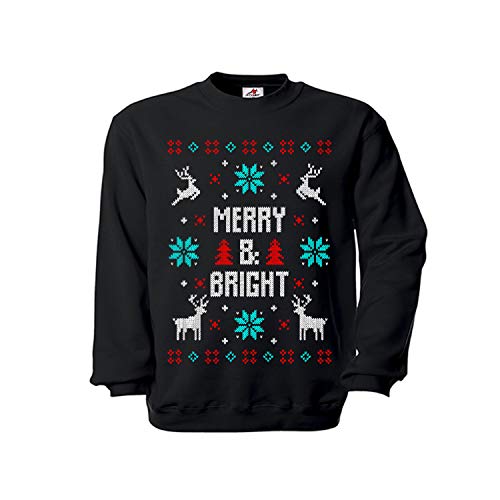 Pull Merry and Bright à offrir pour Noël motif animaux Copytec noir taille L