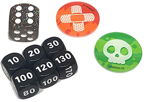 Pokemon Compatible Dice Damage Counter Poison & Burn Marker - Trainer Toolkit Set - Black