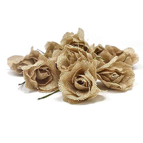 Homeford Burlap Roses, Natural, 2-1/2-Inch, 12-Piece