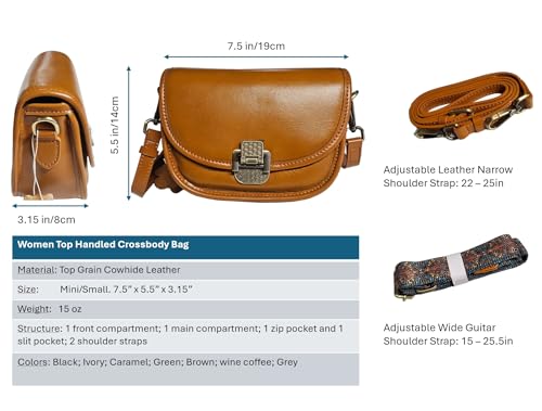 Women Genuine Cow Leather Mini Small Crossbody Shoulder Bag with 2 Detachable Adjustable Straps4