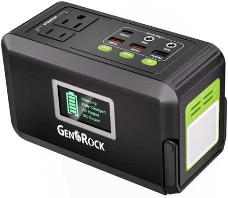 GENSROCK - Estación de energía portátil de 120 W, generador solar para exteriores de 88 Wh, batería de litio con salida de CA de 110 V/120 W (pico de 150 W) QC 3.0, tipo C, linterna LED para CPAP