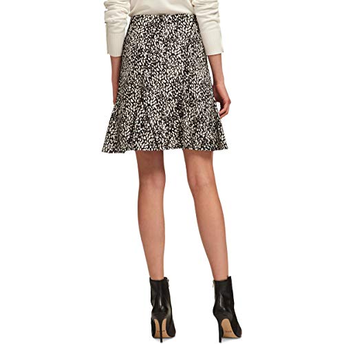 DKNY Womens Spotted A-line Skirt, Black, 82