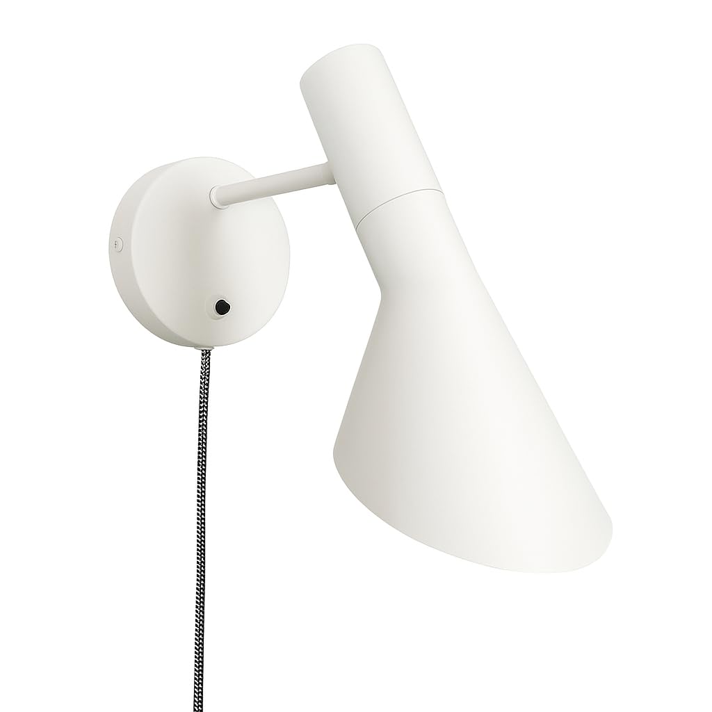 B·LED BARCELONA LED BarcelonaLED Aplique de Pared con Cable Enchufe e Interruptor Lámpara de Lectura Diseño Elegante Moderno Nórdico Orientable Blanco para Dormitorio Casquillo E27