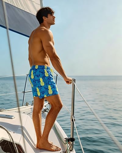 Image of SURF CUZ Mens Swim Trunks with Compression Liner Swim Shorts 7 inch Swimming Trunks Stretch 7 Inch Swim Suits Quick Dry