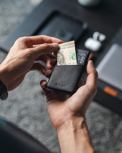 VULKIT Metal Pop up Wallet for Men Women Slim Credit Card Holder with Extra Leather Slots RFID Blocking Minimalist Wallets(Black)4