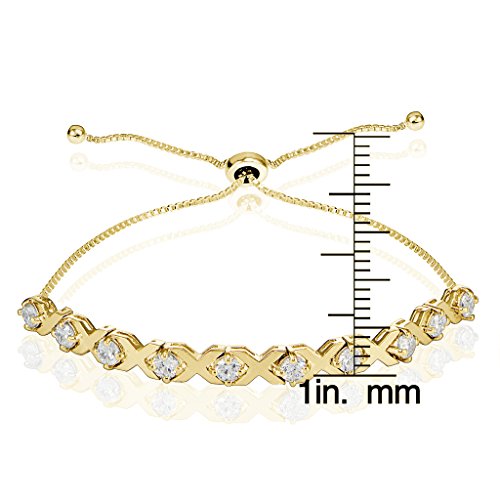Image of Hoops & Loops Sterling Silver Cubic Zirconia XO Design Adjustable Bracelet