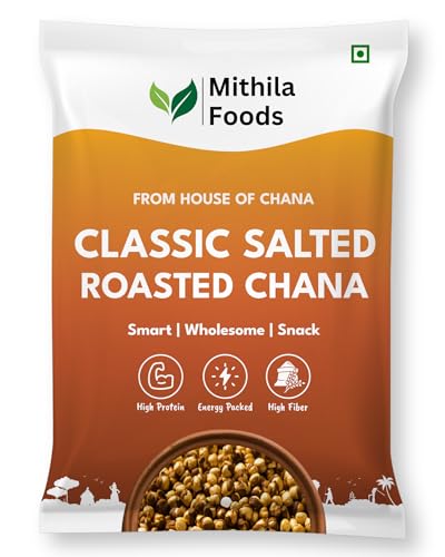 Image of MITHILA FOODS 500 gm Roasted Chana Desi Chickpeas | Whole with Skin | Healthy Crunchy Vegan Gluten-Free High Protein Snack | Authentic Traditional Bihari Bhuna Chana Snacks