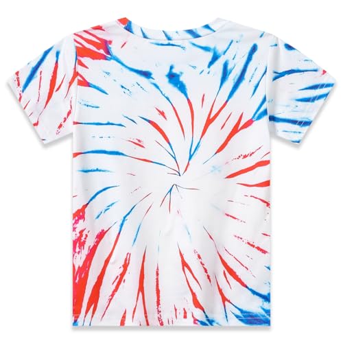 Image of Kids 4th of July 3D Tie Dye Style T-Shirt Boys Girls Patriotic American Flag Clothes Firecracker Tops 4-10 Years