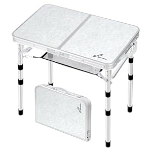 Sportneer Camping Table: Adjustable Height Small Folding Table 23.6″ L x 15.7″ W 3 Height with Mesh Layer – Compact & Portable Camping Essentials for Outdoor Camp Garden Picnic BBQ Dining Cooking