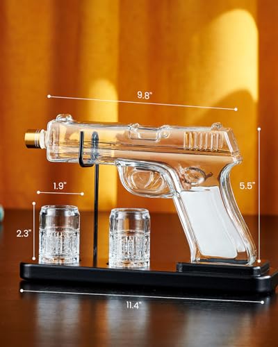 Kollea 15 Oz Gun Whiskey-Karaffe und 2,0 Oz Gläser-Set, Whiskey-Spender für Schnaps, Bourbon, Whiskey-Geschenksets für Männer, Väter, Brüder, einzigartige Geschenke zum Vatertag, Geburtstag, Jahrestag