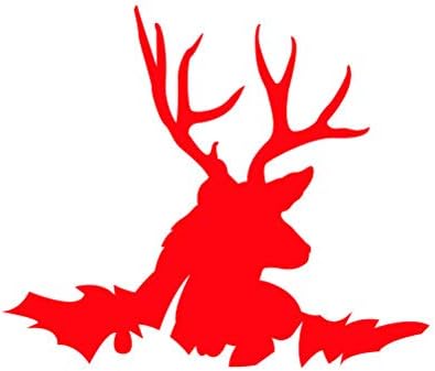Buck Lying Down Sticker - Decal - Die Cut - Deer doe Hunting Hunter - Red 14.16" x 12.00"