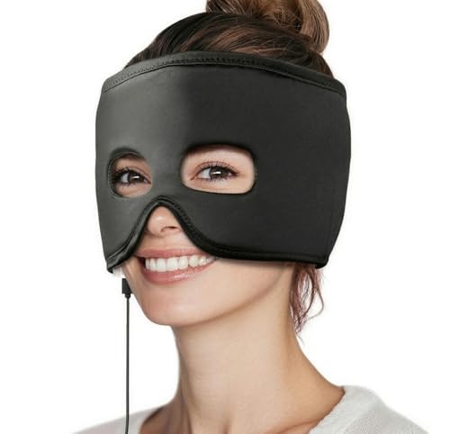 Sinus Mask Heated Face Mask for Sinus Pressure Migraine & Headache Relief USB Corded Face Heating Pad with 3 Temperature Settings & 30-Min Auto Shut-Off