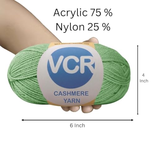 Image of VCR Dusty Green Cashmere Knitting Yarn, 100 Grams Hank, 265 Meters Length, Acrylic 75% and Nylon 25%, Soft Crosia Thread for Crochet and Knitting, Suitable for Sweaters, Pullovers and Jackets