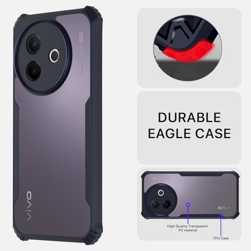 Image of Pikkme Back Cover for Vivo Y39 5G | Ultra Hyrbid | Full Camera Protection | Raised Edge | Crystal Clear Transparent Bumper Case (Blue)