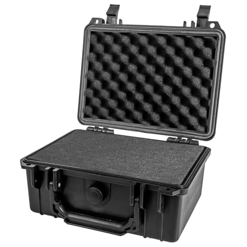 HMF ODK100 Mallette Rigide d’extérieur IP67, étanche à l’Eau et à la poussière, avec Mousse prédécoupée, Valise de Protection Photo/Outils | 23 x 19 x 11 cm | Noir