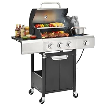 3 burner gas grill with side burner