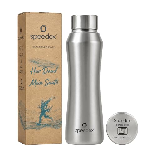 Image of Speedex Stainless Steel Water Bottle 1 Ltr, Leak Proof Screw Cap, BIS Approved 1000 ml Metal Bottle For Daily, Office, School, Gym, Travel Use for Men, Women, Kids, Adults, Silver, Set of 1