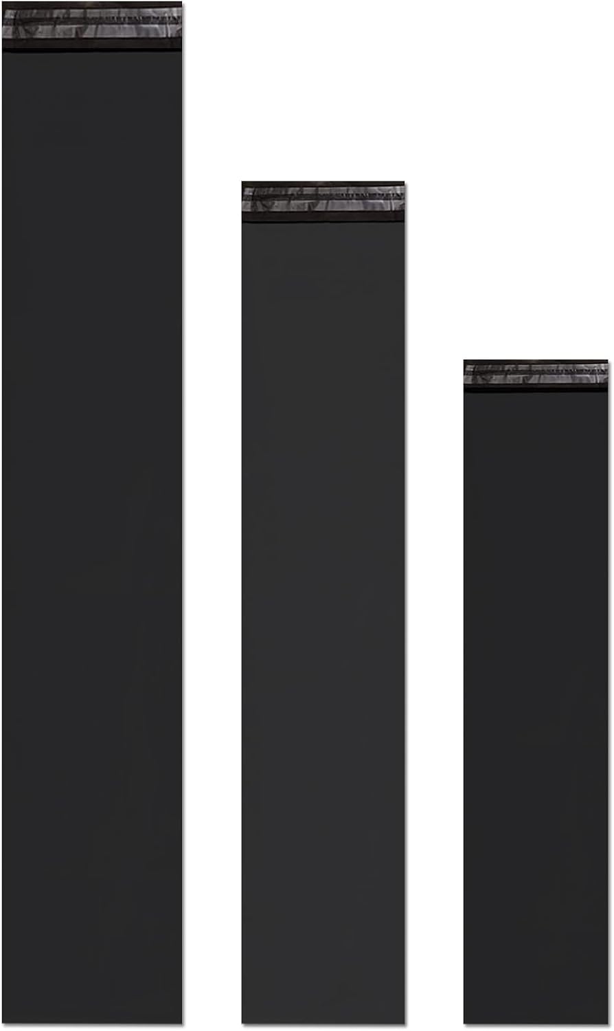 Long Black Poly Mailers 8x16 Inch 100 Pack Envelopes Bag for Unique Items, Self Sealing Waterproof Mailing Shipping Bags