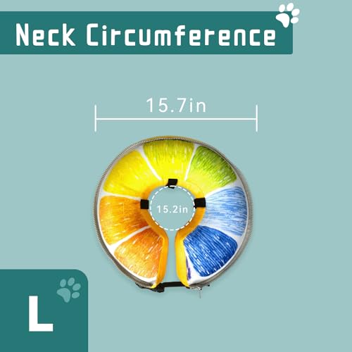 Image of Ovatt PVC inflatable pet collar for small medium and large dogs after surgery ,Washable Dog Cone Collar w /Removable Hard Cone for Dogs After Surgery (Orange, L)