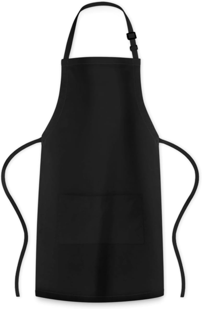 Adjustable Bib Apron 100% Polyester Kitchen Aprons Waterdrop Resistant Aprons with Adjustable Strap, Pockets & Long Ties - Image 8