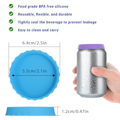 6 Stück Getränkedosen Verschluss, Dosen-Deckel, Silikon Gummi Flaschendeckel, Wiederverwendbare Bierdosen Abdeckung, Bunte Deckel für Standard-Soda-/Getränkedosen