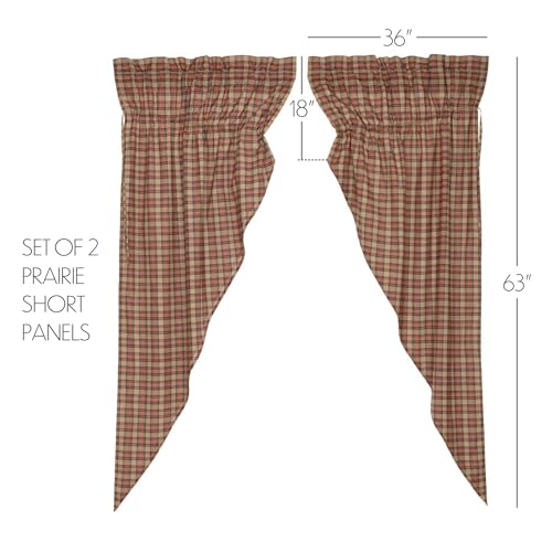 VHC-Brands-Crosswoods-Plaid-Cotton-Primitive-Curtains-Rod-Pocket-Drawstring-Ties-Prairie-Panel-Pair-Natural-Tan VHC Brands Crosswoods Plaid Cotton Primitive Curtains Rod Pocket Drawstring Ties Prairie Panel Pair Natural Tan