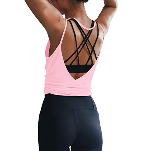 Image of LEXISLOVE Womens Workout Shirts Sexy Open Back Activewear Workout Clothes Sports Yoga Tank Tops