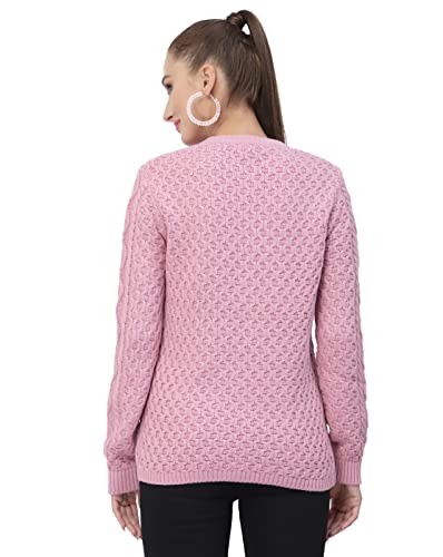 Image of Kalt Women Sweater for Winters Woolen Acrylic Full Sleeve Round Neck Cable Design Cardigan Sweater