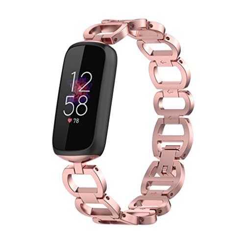 Compatible For Fitbit Luxe/Fitbit Luxe Special edition替えベルト 金属ベルト 合金製 腕時計交換バンド ストラップ オシャレ (ピンク)