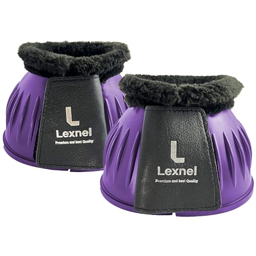 Lexnel Pferdeglocken aus Gummi, langlebiger Übergreifschutz und sicherer Klettverschluss (Violett, XL)