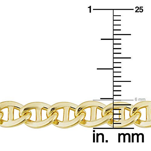 Solid 14k Yellow Gold Filled 6 mm Mariner Link Chain Necklace for Men and Women (18, 20, 22, 24 or 30 inch)4