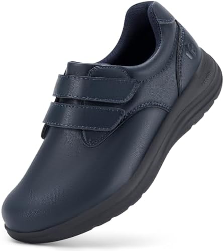 FitVille Diabetiker Schuhe Damen Extra Weit Leder Schuhe Hausschuhen Orthopädische Schuhe mit Klettverschluss Verstellbare Gesundheitsschuhe Bequemer Elegant Walkingschuhe für Gesc